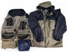 Fishing Clothes and Accessories: a fishing waistcoat, multi pocket in canvas size XL, damage to