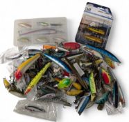 Large collection of varied fresh/saltwater plugs, single/jointed form, includes a few makers Rapala,