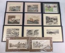 Collection of Fishing Prints, to include re issued prints by Norman Wilkinson, most in matching