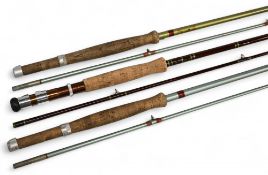 A collection of hollow glass fly rods, all 8ft 6