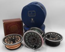 J W Young & Sons Ltd Redditch Fifteen Hundred Series 1540 alloy salmon fly reel with 2 spare spools,