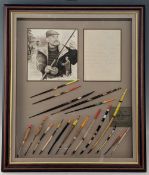 John Searl framed display Print with floats examples and copy of correspondence from Dave Stuart