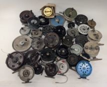 Large collection of vintage trotting and drum style reels, makers include Fuji, Allcock, Steelite,