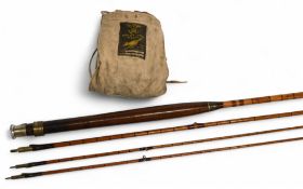 Interesting Hardy Palakona split cane trout fly rod No A14538 with leather handle, 11ft 3pc (