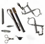 Collection of Hardy accessories including 2x brass head priests, boot hangers, scissors, alloy