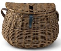 Wicker Fishing Creel, with a wide webbing shoulder strap, in good clean condition, size # 20cm x