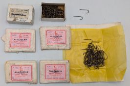 Collection of period Allcocks Millward Blind Eye Hooks, #500 Allcocks hooks size 3 x 300 and size
