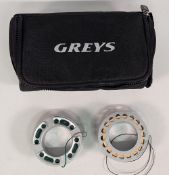 Greys GTX No.3 large arbor fly reel, in little used condition, c/w 5 spare spools, all with lines,