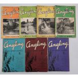 1938-1949 Angling Magazine quarterly fishing magazines, with issues 6, 8, 9, 39, 49, 36 and 57. F/