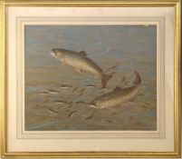 Ralston Gudgeon RSW (Scottish 1910-1984) Trout and Minnows c1929 in clear water original painting