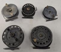 5x vintage alloy trotting reels, including a 3