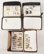 Mill Stream Fly Pak canvas fly box with ripple foam insert with a quantity of trout dry nymphs and