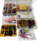 Tube Flies Collection: 4 plastic boxes containing #330 mainly metal flies, assorted sizes and