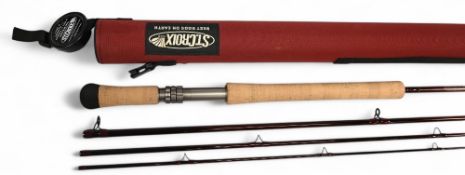 St Croix Imperial 11' 4 piece graphite trout fly rod, line rate #6, satin alloy spacer and up lock