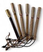 A similar lot of 6 priests, variety of wooden handles, leather wrist straps, quality. (6)