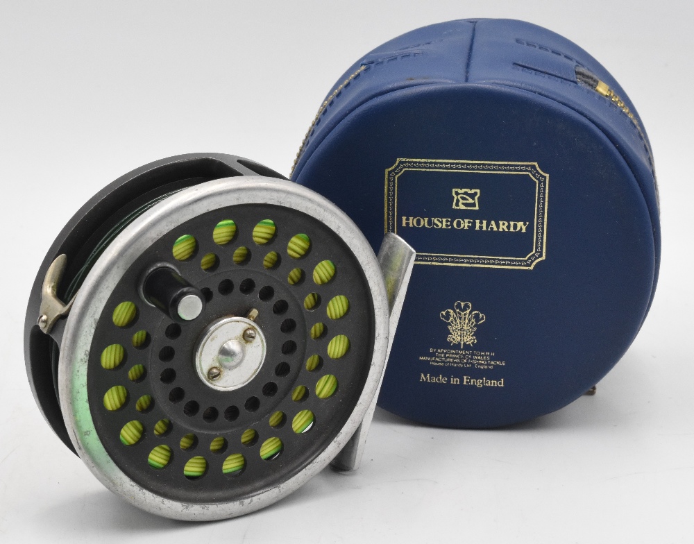 Hardy Bros "Marquis 6" alloy trout fly reel 3 ¼" ventilated spool, 2 screw latch, black handle, rear