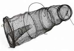Vintage Wire Eel Trap, wire and galvanised metal loops, 1m long, displays well