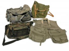 Greys large fishing bag, multi pocket with adjustable shoulder strap, vintage canvas/leather game