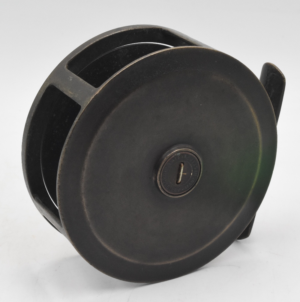J B Mosscrop Manchester 1891 Patent 5" bronze fly reel, cage drum with face brake tensioner, domed - Image 2 of 2