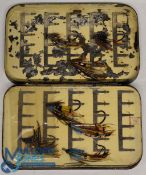 Collection of 17 large antique gut eye salmon flies, sizes range 2-3