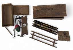 3x classic cane/quill refurbished floats, on a 3-slot wooden line winder, with bone rollers, an