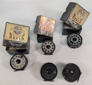 Collection of 5x J W Young vintage fly reels, a Pridex 3 ½