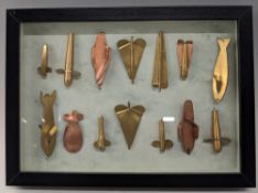 Glazed framed display shadow box, 13
