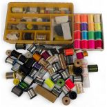 A large collection of threads, silks and tinsels as follows: 16 unused Glow Brites; mixed