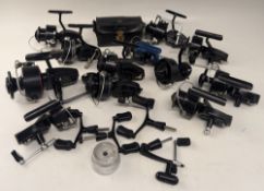 Quantity of vintage Mitchell reels for spares/repairs, models include 300, 301, 330, 300A and 282,