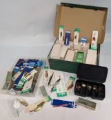 Large quantity of vintage lures, including many Abu in white card trade boxes, patterns include