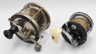 Pflueger Oceanic 400 hard rubber/metal big game reel, free spool, ratchet check control, leather