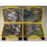 Large collection of saltwater flies, for Tarpon, GTs and bone fish, many appear unused, in 2 foam