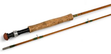 Interesting customised Pezon et Michel split cane trout fly rod, 6ft approx, 2pc, alloy uplocking