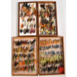 2x boxes containing large collection of salmon flies, 1 box of single hook patterns, up to 1.5",