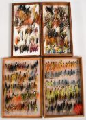 2x boxes containing large collection of salmon flies, 1 box of single hook patterns, up to 1.5