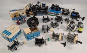 Good collection of saltwater multiplier reels, including Mitchell, Shakespeare, Penn, in sizes up to
