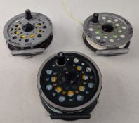 3x Shakespeare alloy salmon fly reels, 2 x Beaulite 4 ¼