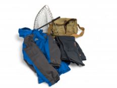 Fishing Tackle, to include a Liddesdale canvas tackle bag with liner - wide webbing strap, leather