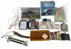 Fishing Tackle: a good mixed collection to include a bait box with unused Rapala and Mepps lures,