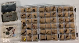 Good collection of vintage rubber insects, grubs, wasps, bees and flies, in various compartment
