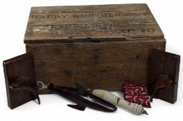 A period Wooden Fishing Crate, with a stencilled name of Hardy Brothers Ltd No.15, having contents