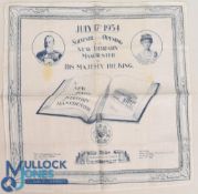 Woven printed cloth souvenir of The Opening of The New Library, Manchester by King George V, July