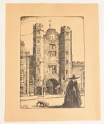 Charles W Cain (1893-1962) Print - 'Cloak and Dagger' St James's Palace - measuring 19.5x24.5 cm