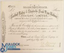 Southall Ealing & Shepherds Bush Tram Railway Company Limited 1870. Bearer certificate for 5 shares,