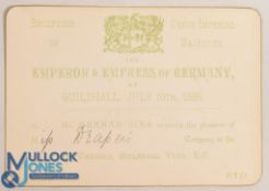 Admission Card to The Irish Chamber at the Guildhall for The Reception of the Emperor and Empress of