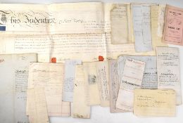 INDENTURES carton with a large qty (approx. 60+) indentures on vellum and parchment. Mostly early to