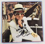 AUTOGRAPH - Elton John vinyl album of his Greatest Hits, signed across the front cover