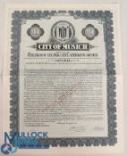 Germany City of Munich - 6% Sterling Bonds. Bearer Bond for £100, Munich 1953. Algnette of