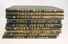 The Times - 9x Quarterly bound vols. 1817, 1830, 1846, 1854 (2), 1856 (2), 1857 - bound in green