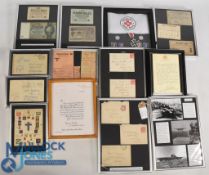 Military / Home Front Framed Displays German Armband with 2nd Class Iron Cross, German Bank Notes,